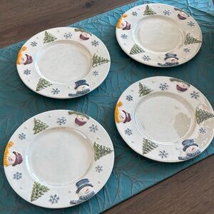 Stokes Midnight Magic Ceramic Snowman,Christmas Tree and Snowflake Plates